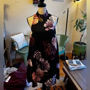 Show Me Your MuMu Black and Purple Floral Mini Dress